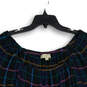 Womens Multicolor Plaid Square Neck Long Sleeve Peplum Blouse Top Size L image number 3