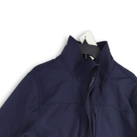 Mens Navy Softshell Mock Neck Long Sleeve Full-Zip Jacket Size Small image number 3
