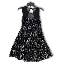 Womens Black Polka Dot Round Neck Knee Length Fit And Flare Dress Size M alternative image