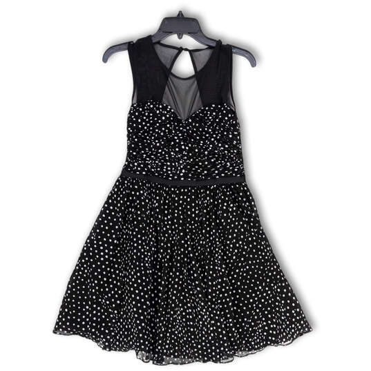 Womens Black Polka Dot Round Neck Knee Length Fit And Flare Dress Size M image number 2