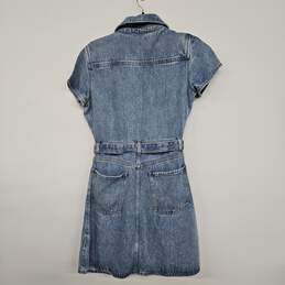 Blue Jean Denim Collared Button Up Dress with Belt alternative image