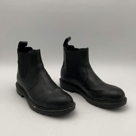 Mens Black Leather Round Toe Pull-On Modern Chelsea Boots Size 10 M image number 1
