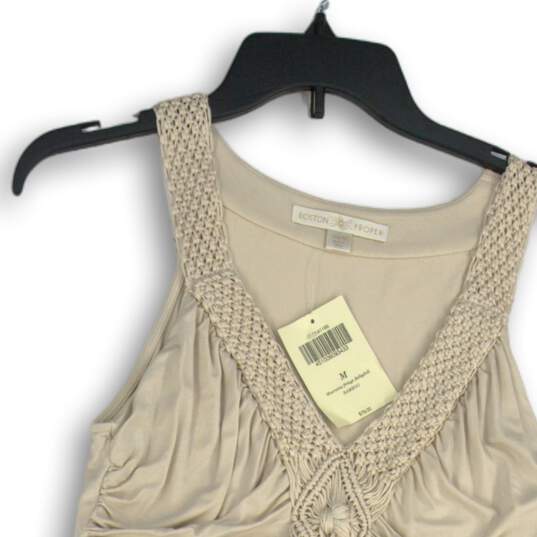 NWT Womens Beige Pleated Sleeveless V-Neck Pullover Mini Dress Size Medium image number 3