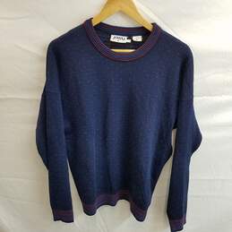 Jasu Men's Navy Spotted Wool Sweater Size L