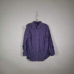 Womens Cotton Striped Long Sleeve Collared Button-Up Shirt Size 1X