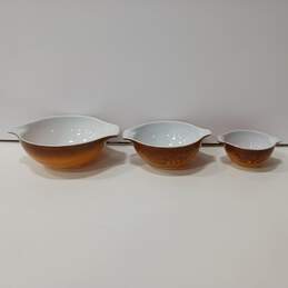 3 Vintage  Brown Pyrex Bowls