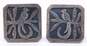 Vintage Guatemala 900 Silver Modernist Quetzal Bird Overlay Etched Square Cufflinks 7.1g image number 1