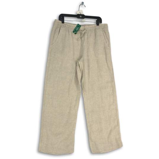 NWT L.L. Bean Womens Oatmeal Elastic Waist Pull On Ankle Pants Size 14R image number 1