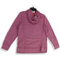Womens Pink Space Dye Long Sleeve Kangaroo Pocket Pullover Hoodie Size XL image number 2