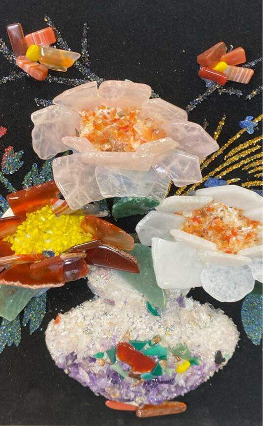 Japanese Polished Crystal pieces and Frit Collage on Velvet Sculpture image number 4