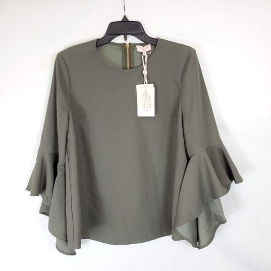 Ted Baker Women Olive Green L/S Top NWT sz 3 image number 1