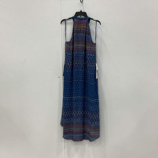 NWT Womens Multicolor Sleeveless Hi-Low Halter Neck Button Maxi Dress Size M image number 2