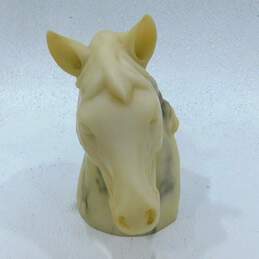 Vtg 1999 Enesco Corp Carved Marble Horse Head Bookends alternative image