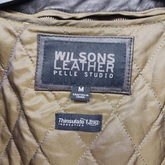 Wilson Leather Bomber Style Brown Leather Jacket Size Medium image number 4