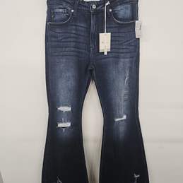 Kan Can Distressed High Rise Flare Jeans