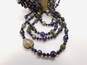 Artisan 925 Labradorite Amethyst Coin Pearls Agate Angelite & Onyx Floral Cluster Pendant Multi Strand Statement Necklace 433.7g image number 2