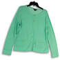 Womens Green Long Sleeve Pockets Button Front Cardigan Sweater Size Large image number 1