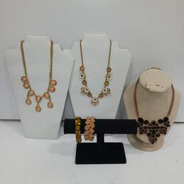 Gold Toned w/Mixed Color Fashion Jewelry Assorted 5pc Lot