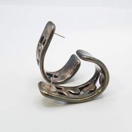 Sterling Silver Modernist Wide 3/4in Loop Hoop Earrings 17.5g
