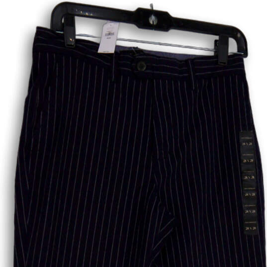 NWT Mens Blue White Striped Flat Front Pockets Dress Pants Size 28X28 image number 3