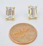 14K Yellow Gold Emerald Cut CZ Stud Earrings 2.3g image number 3