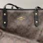Coach Womens Brown Black Leather Studded Signature Double Handle Charm Tote Bag image number 5