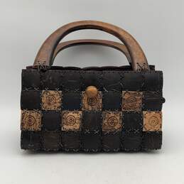 Womens Brown Wooden Environment Free Coconut Shell Patchwork Top Handle Handbag alternative image