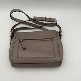 Womens Gray Leather Adjustable Strap Zipper Pocket Crossbody Bag