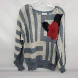 Lilly of California Women's Vintage Mohair Blend Gray & White Pullover Sweater Size L