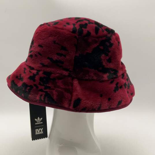 NWT Adidas Womens IVP RVS HI2090 Red Black Faux Fur Reversible Bucket Hat Sz M/L image number 3