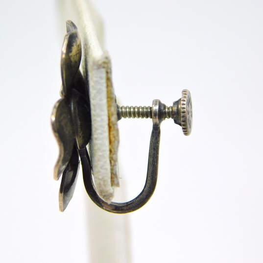 Vintage Sterling Silver Dogwood Flower Adjustable Ring & Screw Back Earrings 6.1g image number 7