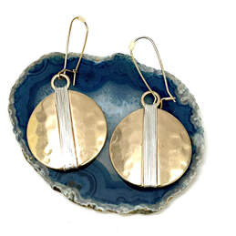 Designer Robert Lee Morris Soho Two-Tone Wire Wrap Disc Drop Earrings
