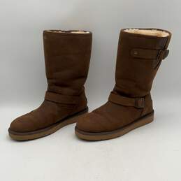 Ugg Womens Australia Brown Leather Mid Calf Pull-On Winter Boots Size 9 alternative image