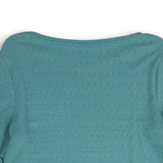 Womens Turquoise Blue Knitted Roll-Tab Sleeve Pullover Blouse Top Size M image number 4