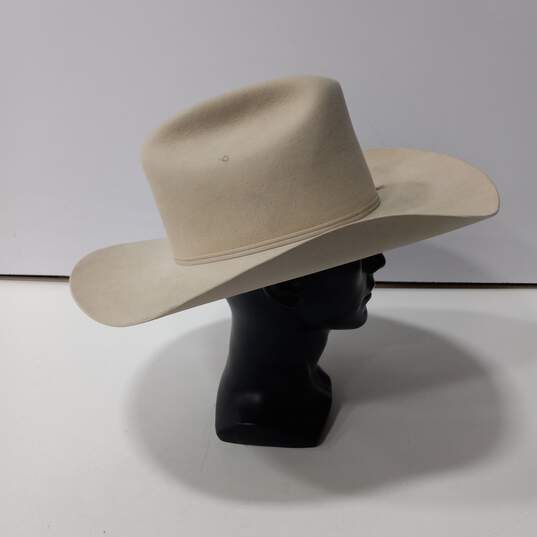 Wrangler 5X Beaver Beige Genuine Lamb Skin Hat Size 7 1/8 image number 2