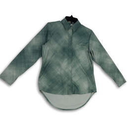 Womens Green Collared Long Sleeve Pocket Hi-Low Hem Button-Up Shirt Size XS