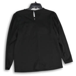 NWT Womens Black Lace Long Sleeve Round Neck Stretch Blouse Top Size Medium alternative image