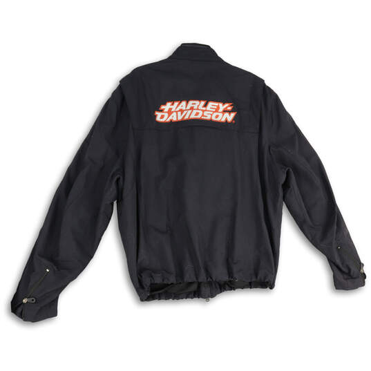 Mens Black Orange Long Sleeve Band Collar Full-Zip Jacket Size 2XL image number 2