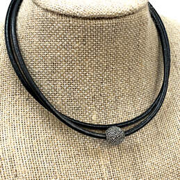 Designer Lucky Brand Crystal Cut Stone Black Double Strand Choker Necklace