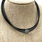 Designer Lucky Brand Crystal Cut Stone Black Double Strand Choker Necklace image number 1
