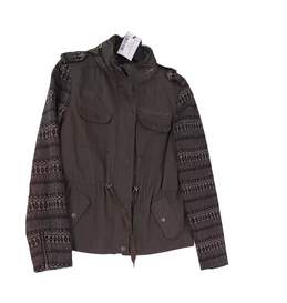 Womens Brown Long Sleeve Full Zip Windbreaker Jacket Size Medium
