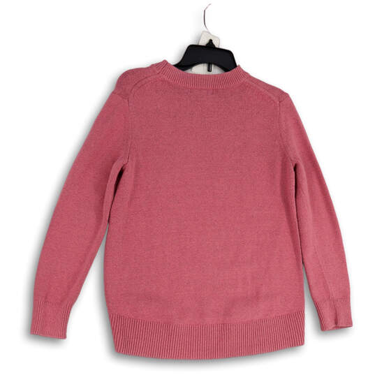 Womens Pink Crew Neck Long Sleeve Knitted Pullover Sweater Size Small image number 2