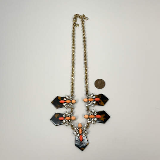Designer J. Crew Gold-Tone Orange Crystals Lobster Clasp Statement Necklace image number 2