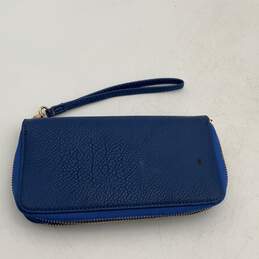 Michael Kors Womens Blue Gold Inner Various Card Slot Zip Around Wallet