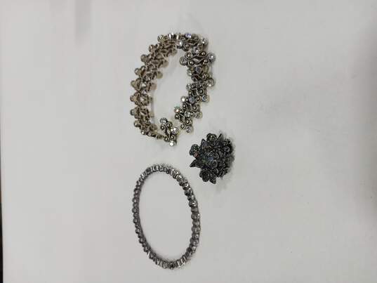 7pc Dark Silver Tone and CZ Theme Fashion Jewelry Set image number 3