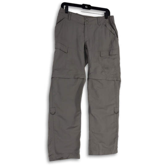 Womens Gray Flat Front Pockets Convertible Straight Leg Cargo Pants Size 6 image number 3