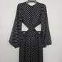 Polka Dot Black Long Sleeve Cut Out Maxi Dress With Slit image number 3