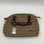 Womens Brown Monogram Inner Outer Pocket Double Handle Handbag Purse image number 1