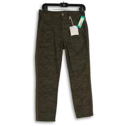NWT Pistola Womens Olive Camouflage Slash Pocket Straight Leg Capri Pants Sz 27