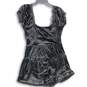 NWT Womens Black Lily Velvet Short Puff Sleeve Tiered One-Piece Romper Sz L image number 2